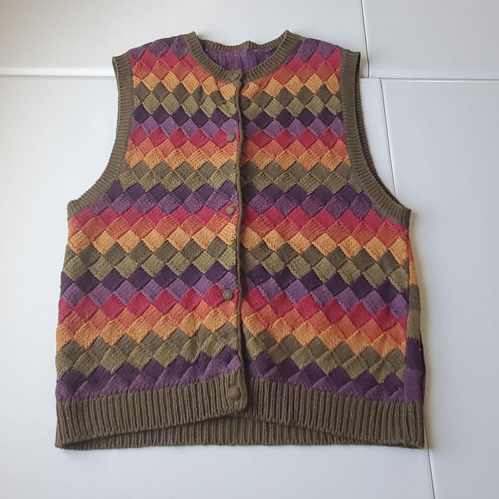 Multicolor Diamond Pattern Women's Cardigan